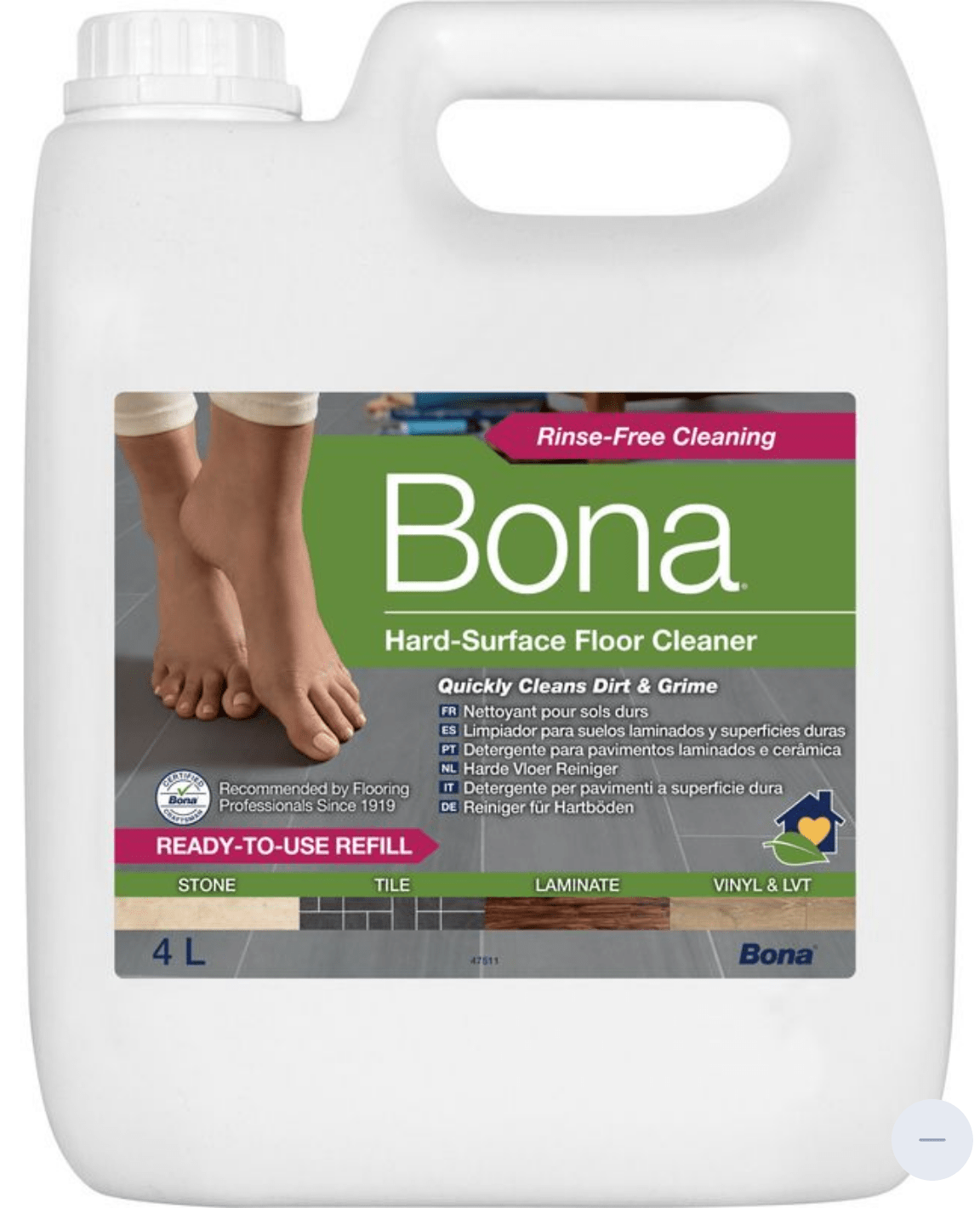 Bona Nettoyant pour sols durs, recharge de 4 litres